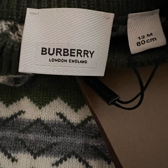 Burberry Kids NWT Mini Tomleigh Moss Green Fair Isle Sweater - Picture 6 of 11